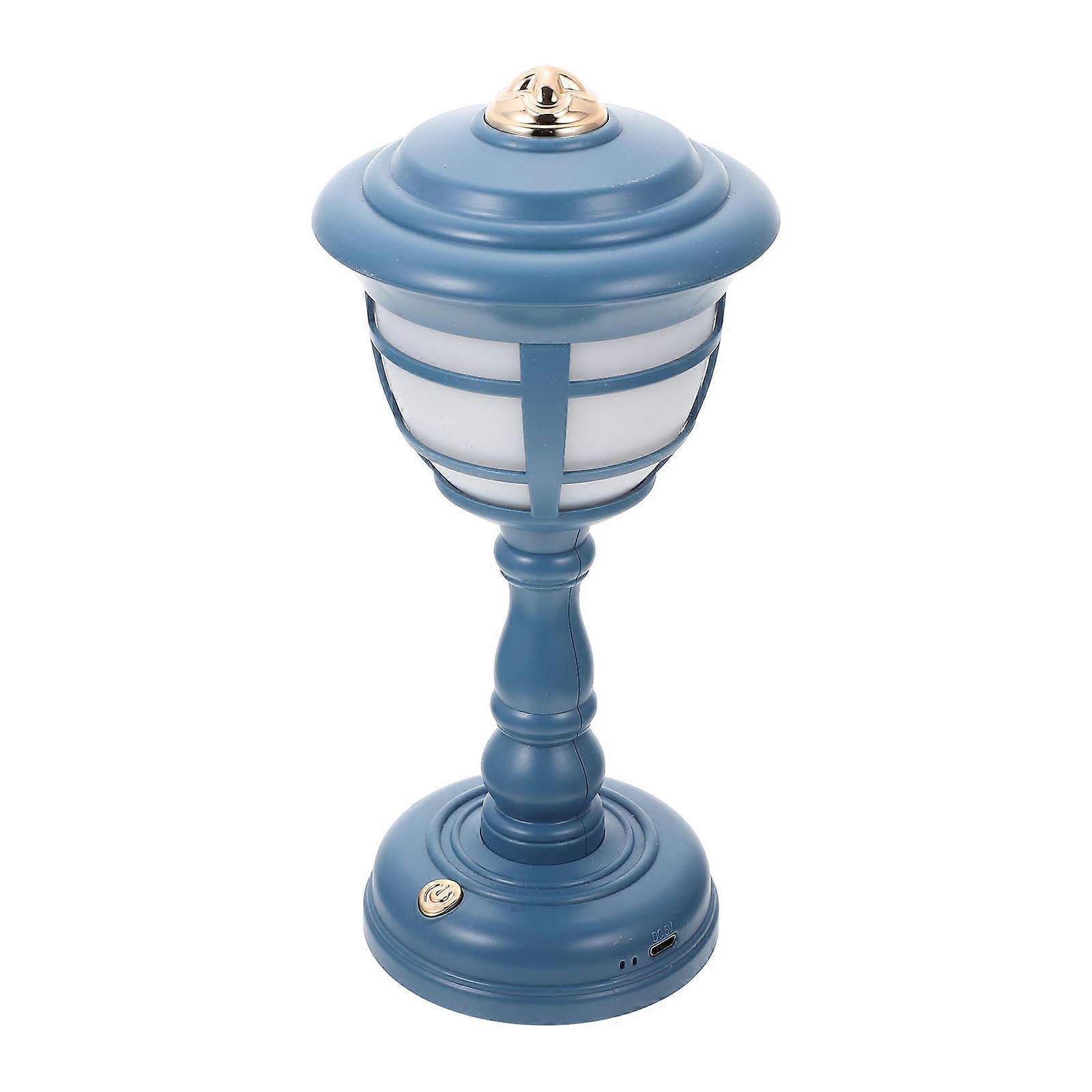 USB Charging Light 1Set Blue ABS PP Material Vintage Aesthetic Table Lamp for Decor