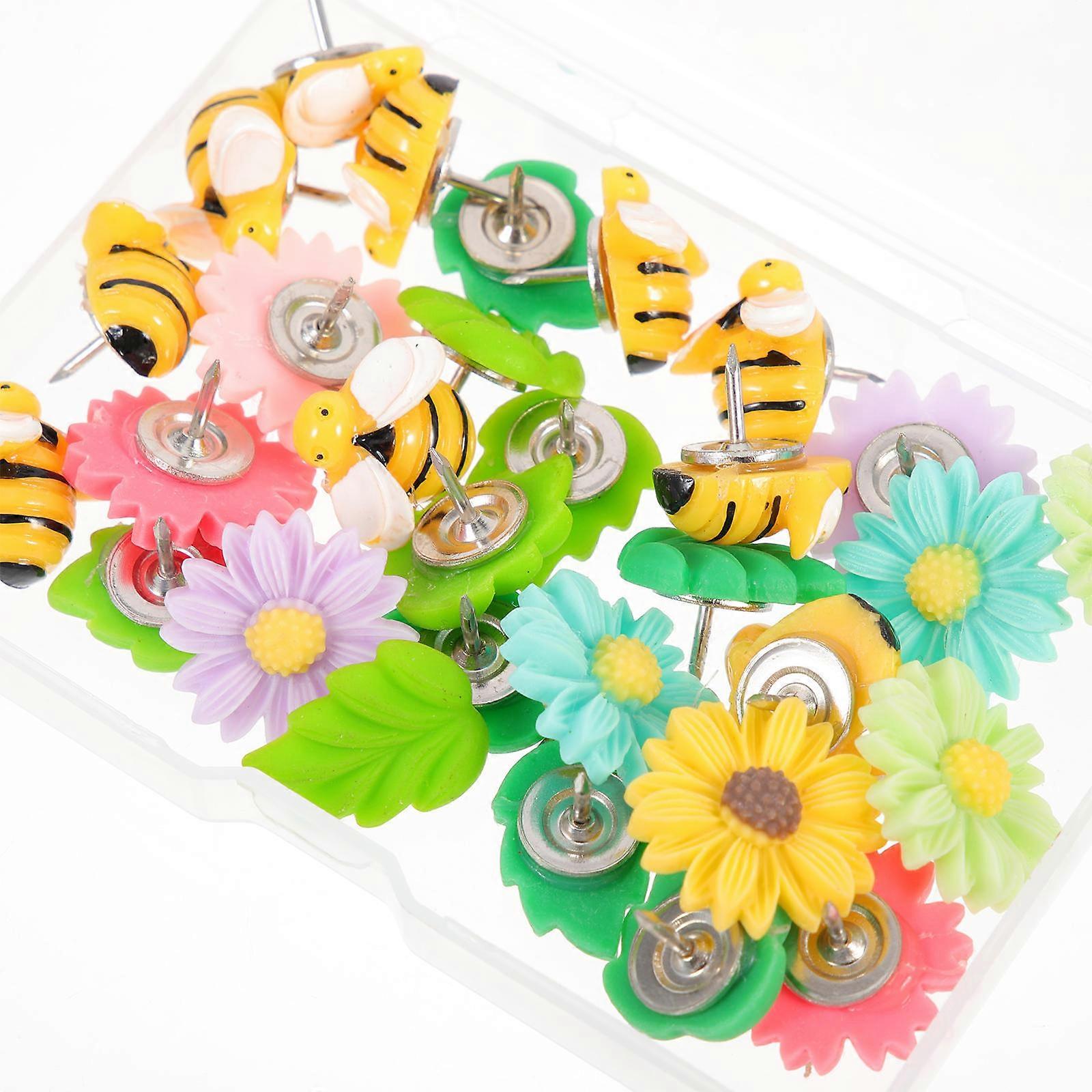 Cute Thumbtacks Cartoon Tacks Decorative Brads Home Use Assorted Color Small Pushpin Shape 30Pcs