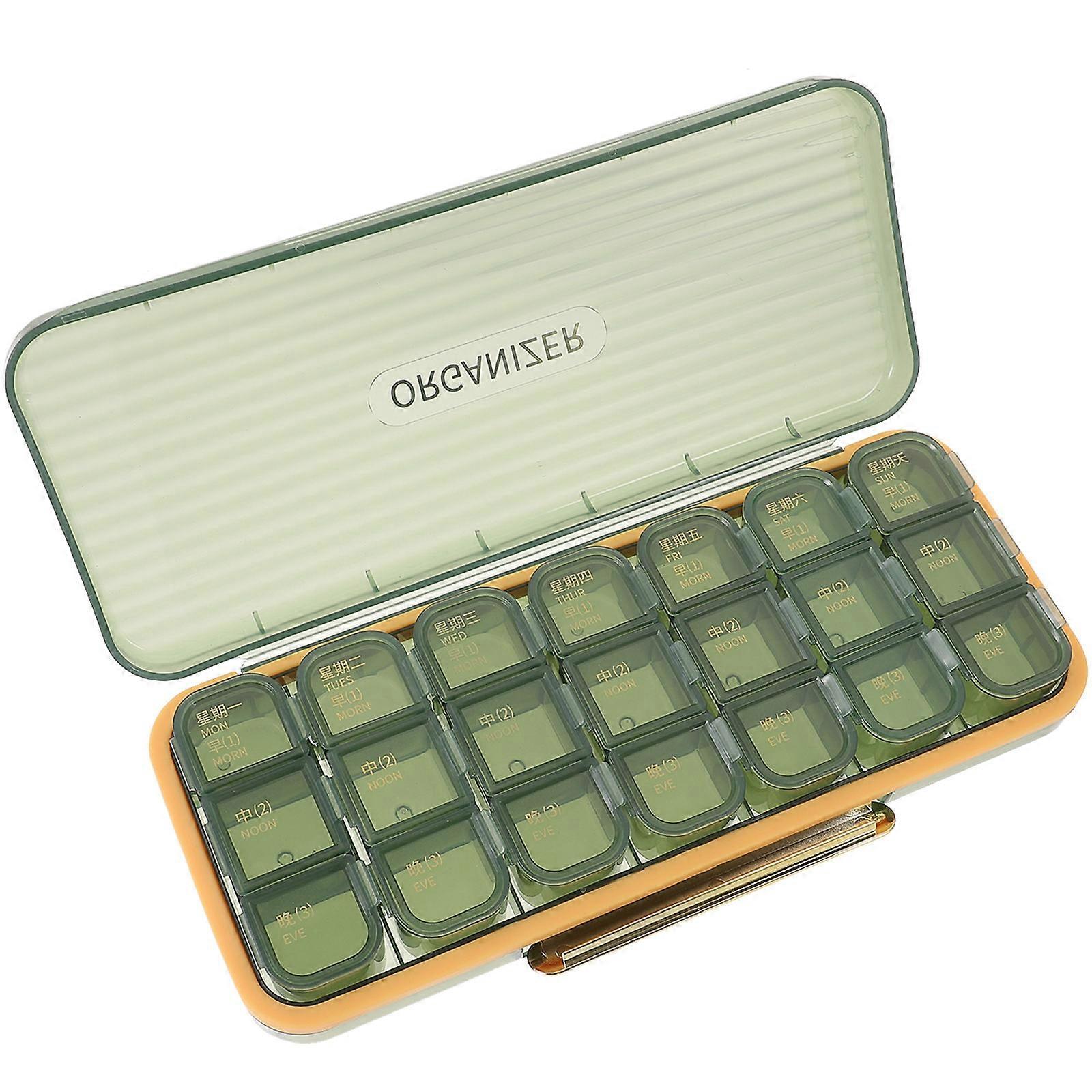 Sturdy Pill Organizer Travel Friendly Storage Box ABS Material Rectangular Shape 1Pcs