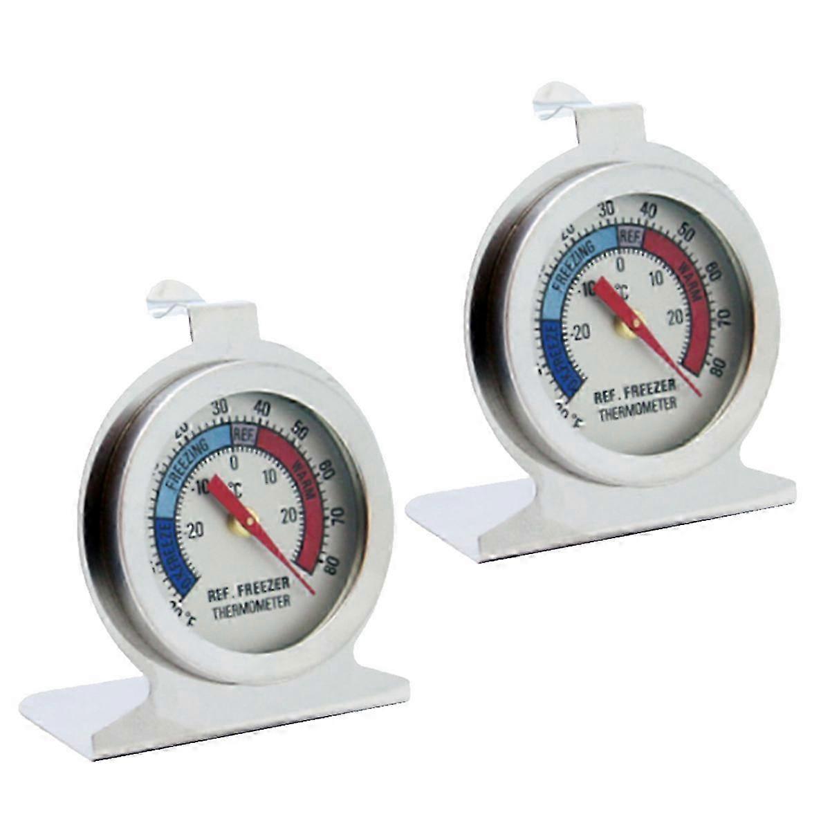 2 Pcs Refrigerator Thermometer 20℃-20℃/-20℉-80℉ Fridge Analog Thermometer Large Dial with Red Indica Edition 0710