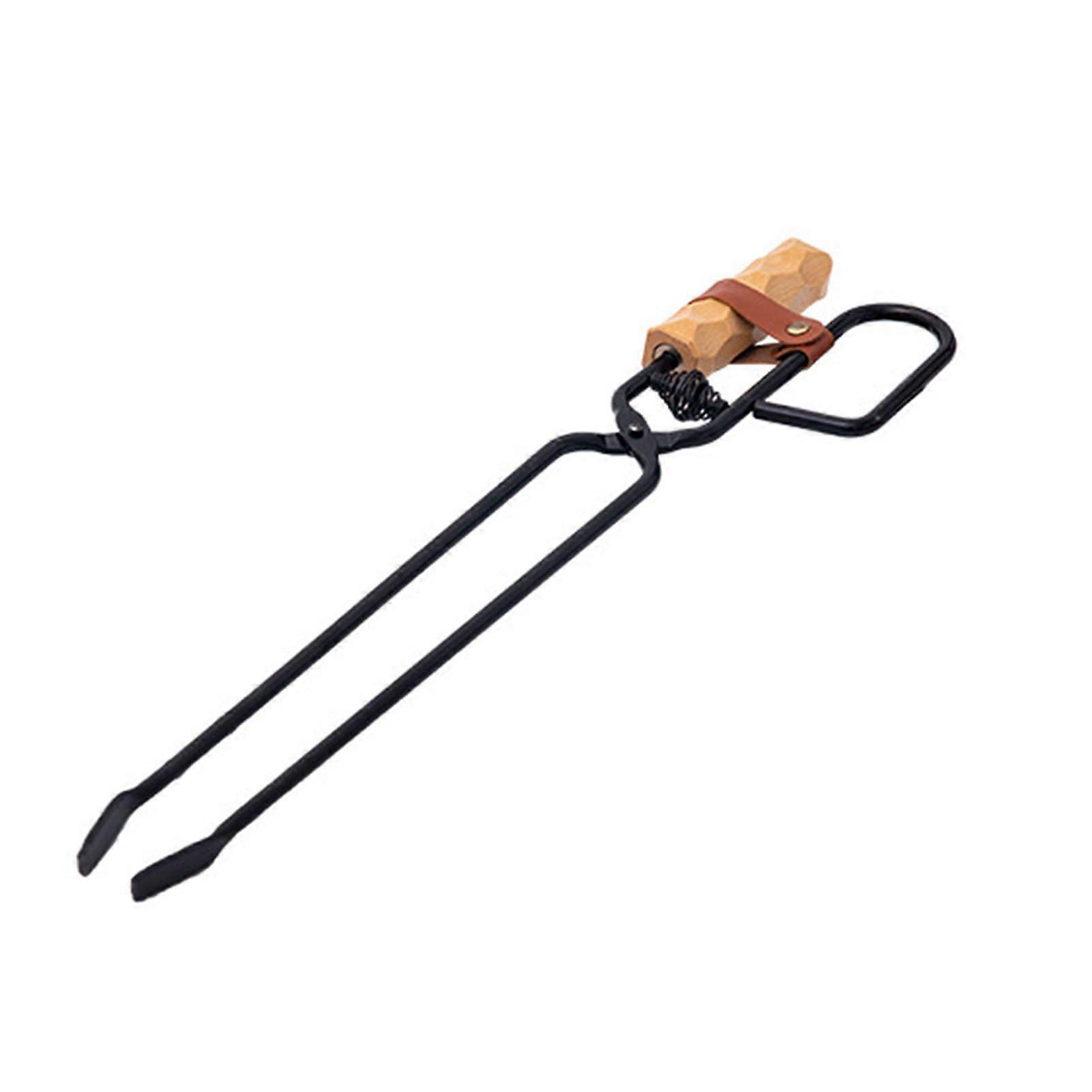 Log Tongs Beech Wood Handle Iron Clamp High Temperature Resistance Fire Tongs for Outdoor Log Tongs YMHC