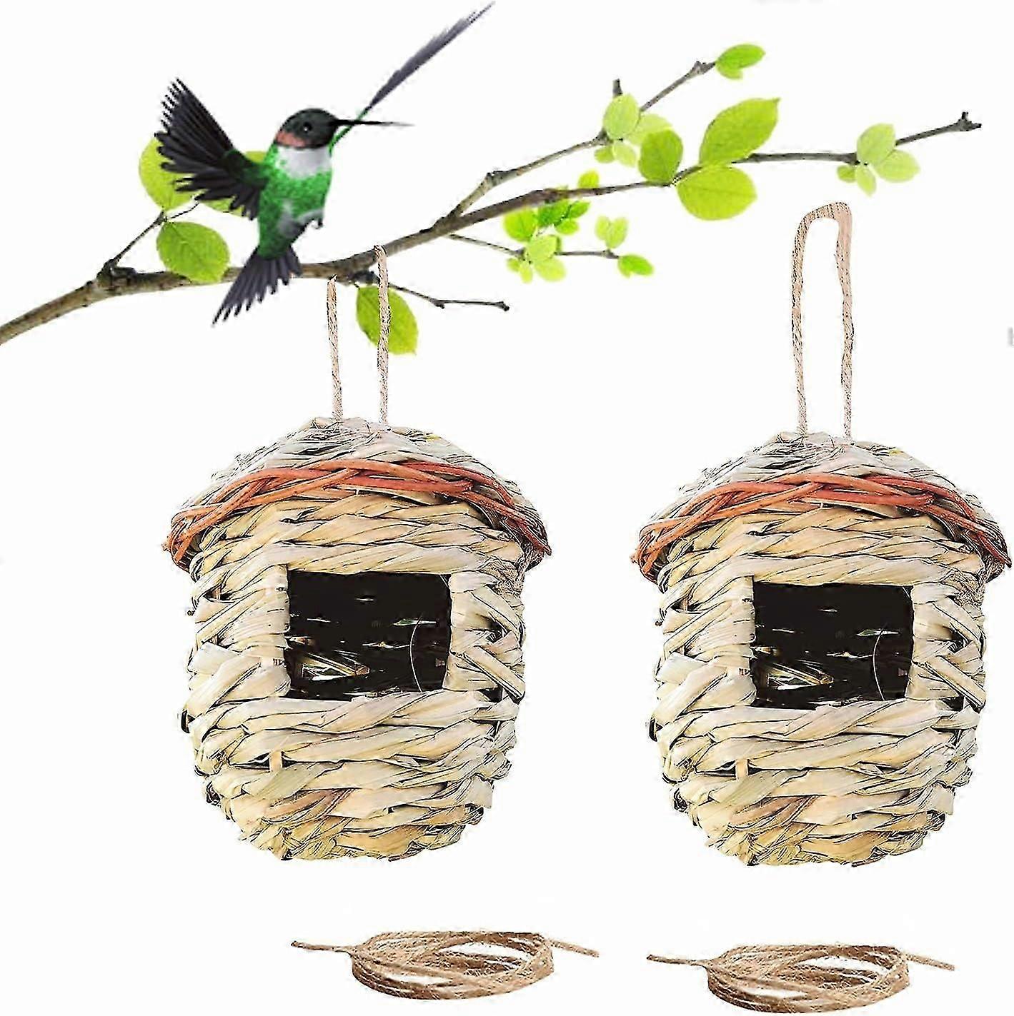 Birdhouse για εξωτερικό κρεμαστό βουητό σπίτι πουλιών, σπίτια φωλιάσματος κολιμπρί για εξωτερικούς χώρους με σχοινί, ζεστή καλύβα / φωλιά άγριων πουλιών για καναρίνι Audubon Finch