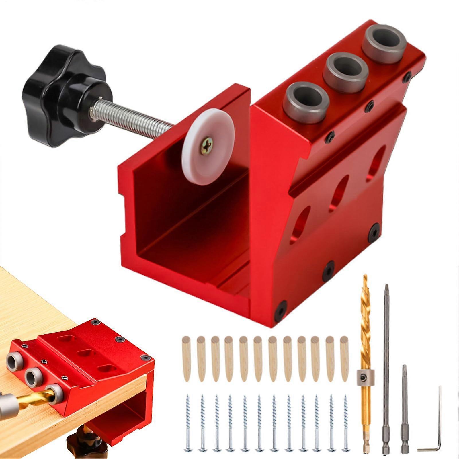 Pocket Screw Jig, 15° Angle Guide with Step Drill Bit for Wood Joinery, DIY