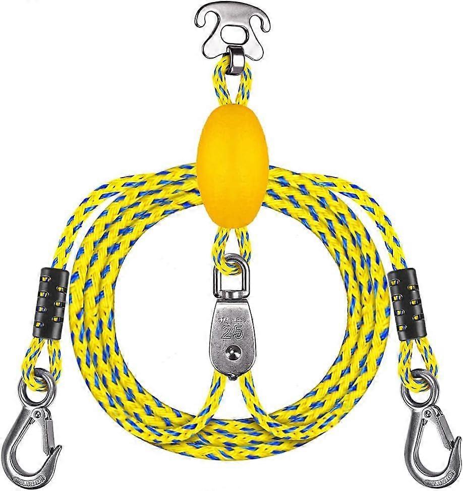 Boat Tow Rope Water Ski Rope Tow Rope Quick Connector for Hoses with Stainless Steel Connector Gelb Boat Tow Harness W/ Pulley