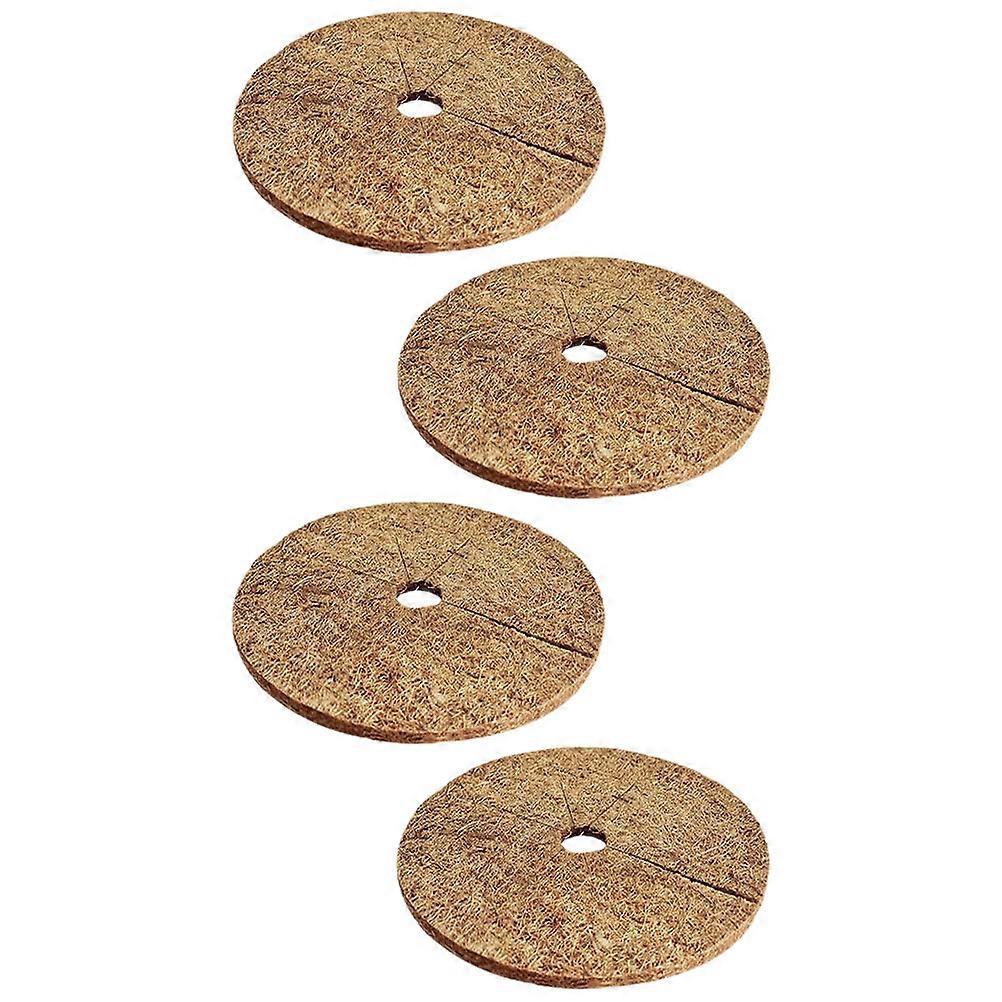 Mulch Mats Coir Flowerpot Mat Natural Gardening Mat Moisture Retention Round Shape 4Pcs