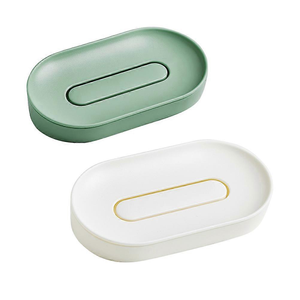 Green ABS Soap Box with Hanging and Doublelayer Design for Fast Water Filtration and Space Saving 7.5 x 4.5 x 2.8 inches