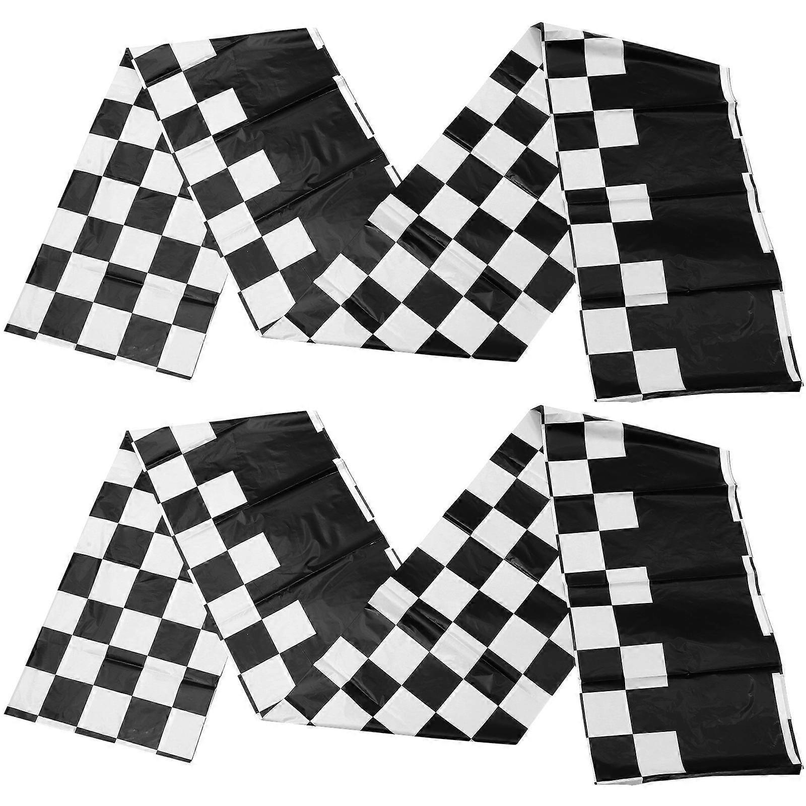 Checkered Plastic Tablecloth Decorative Picnic Racing Party Multi Color 274.00X137.00X0.05CM Housewarming Gift 2Pcs