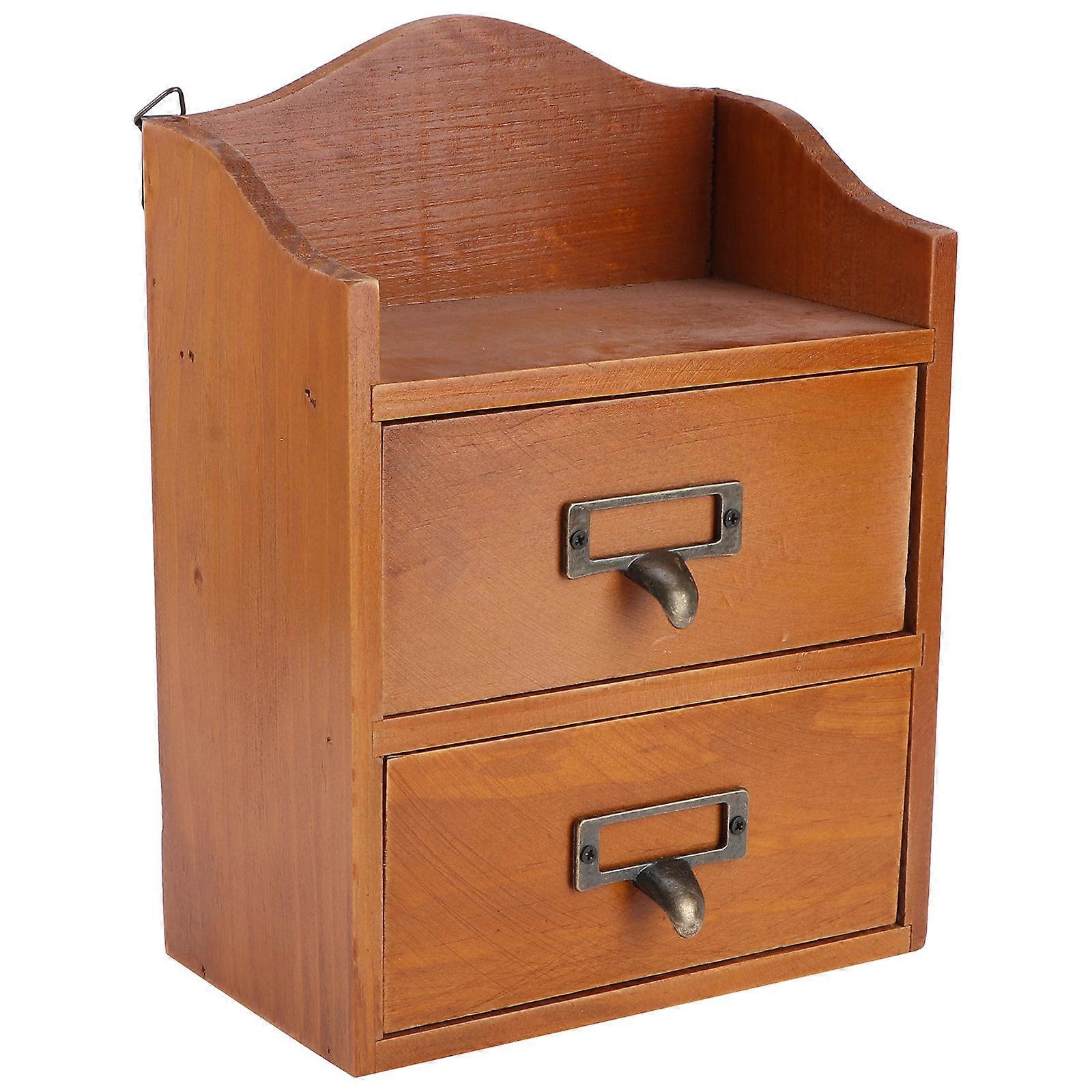 Brown Retro Style Plastic Storage Box Home Organizer for Desktop Use 1pc