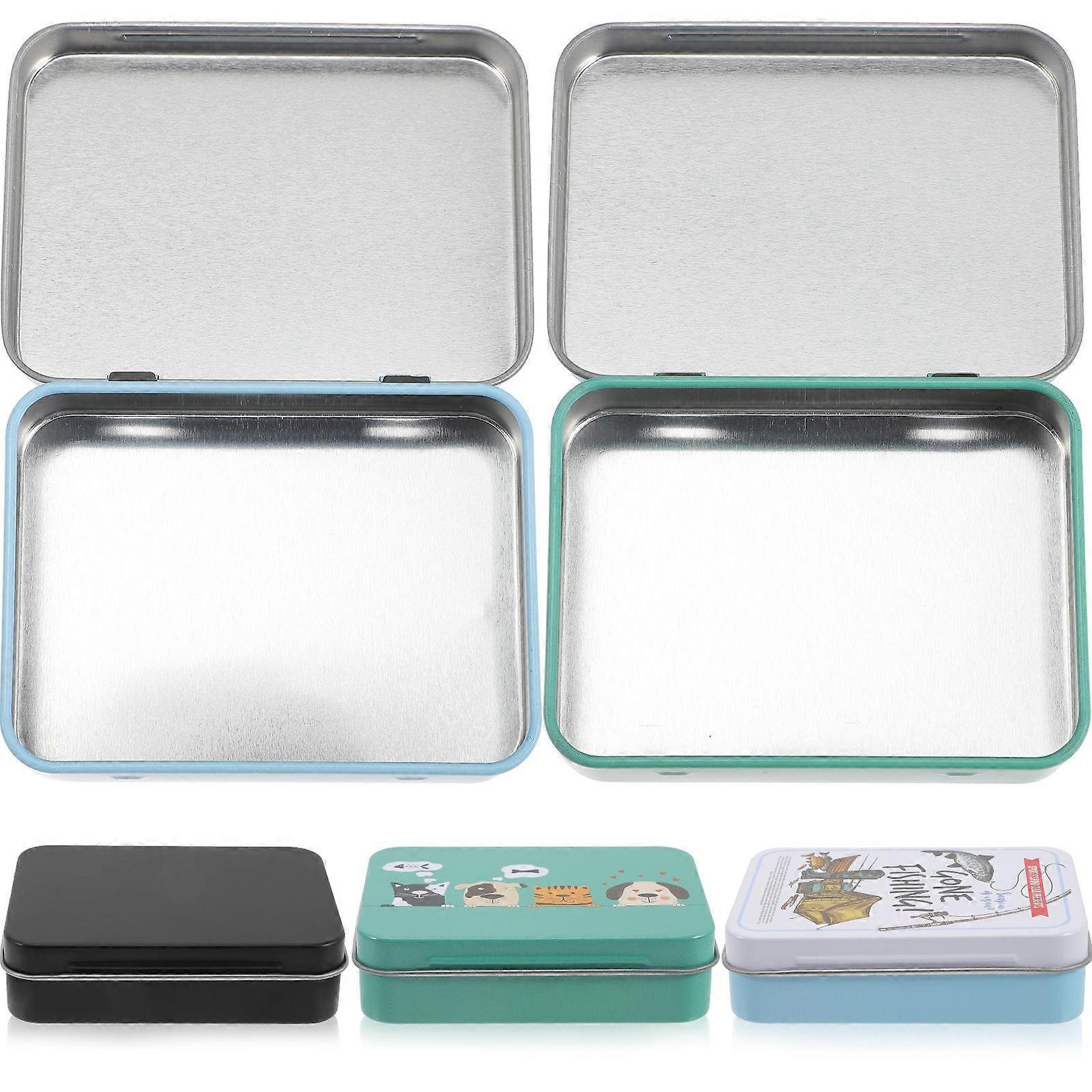 3pcs Metal Hinged Tin Box Container Poker Box Playing Card Case Storage Case Card Holder For Kids Playing Cards Case Rectangular Playing Card Holders
