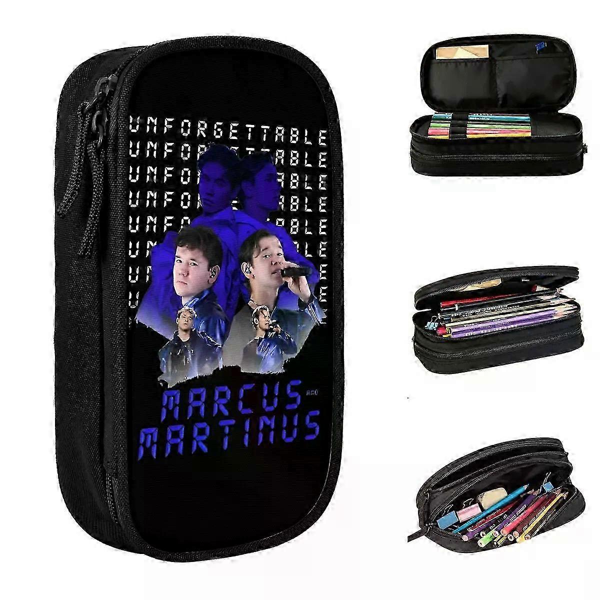 (AT90)Marcus And Martinus Unforgettable Eurovisions 2024 Sweden Pencil Case Double Layer Large-Capacity Office Supplies Pencilcase Edition 0719