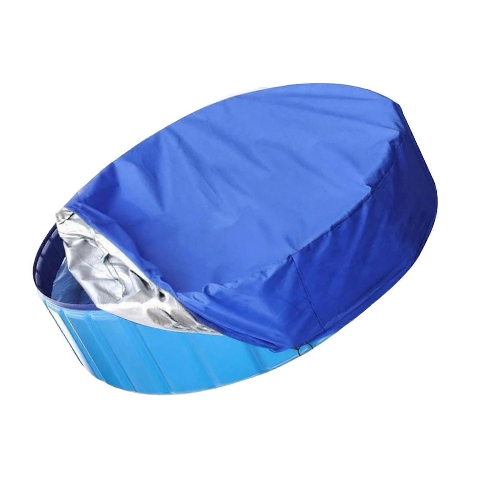 4FT Outdoor Round Pool Dust Cover Waterproof Fastening Dustproof Windproof Swimming Pool Leaf Net Cover Replacement  Blue