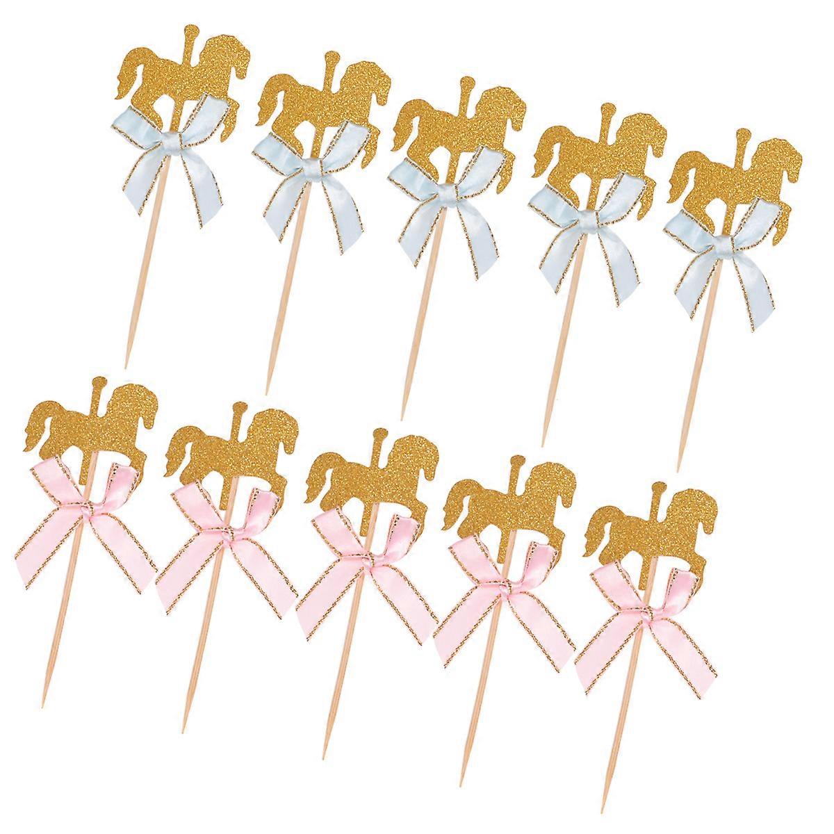 Assorted Color Carousel Shaped Cake Toppers for Decoration Use on Cupcakes Cookies and Cakes 20 Pieces