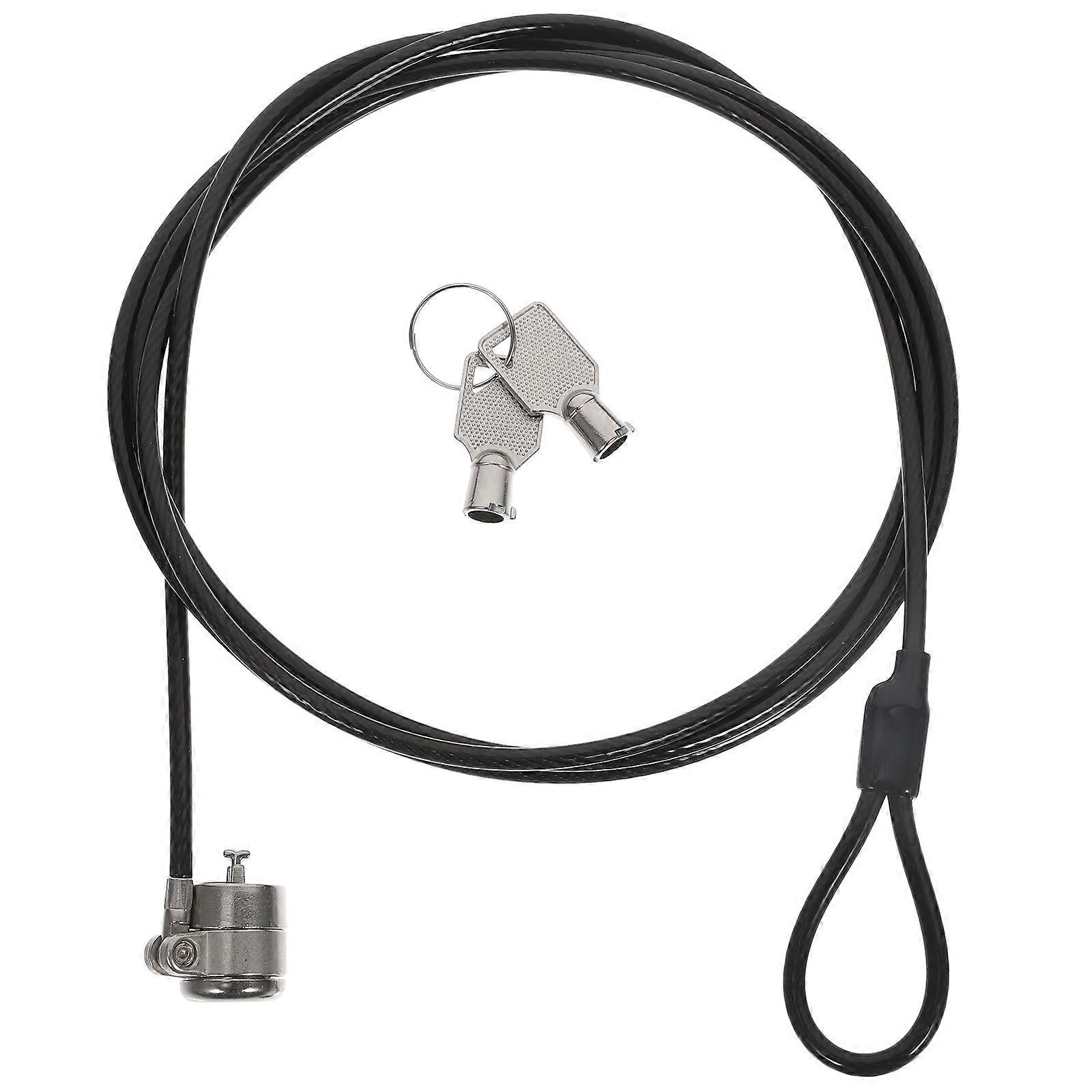 Locking Cable Computer Lock For Notebook Pc Clamp Style Keyed Lock Black 180X0.5X0.5CM 1Pack