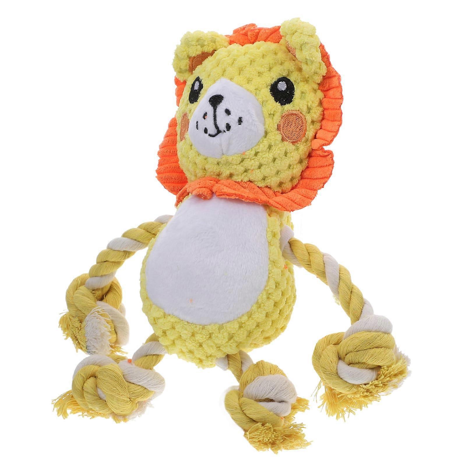 Cuddly plush toy with squeak function for little and big chewers, promotes play behavior and dental care