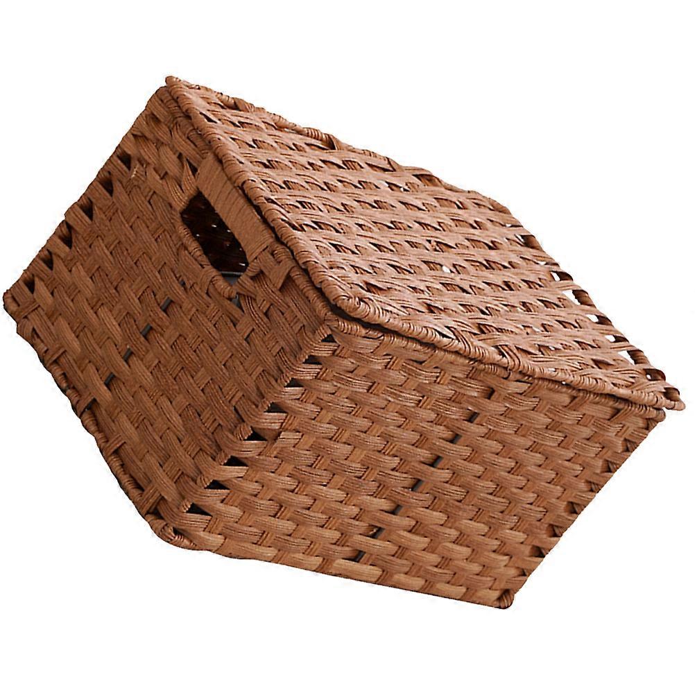 Decorative Rattan Box Household Woven Storage Bin Restaurant Use Fine Weaving Stable Frame Sundries Organization 1Set