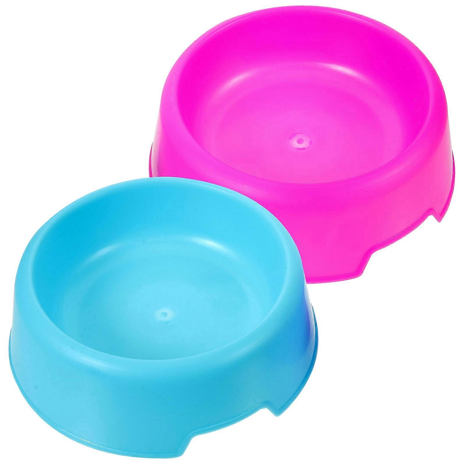 Bright Colored Plastic Dog Bowl for Food and Water Easy Clean Durable Large Capacity Assorted Color 2pcs