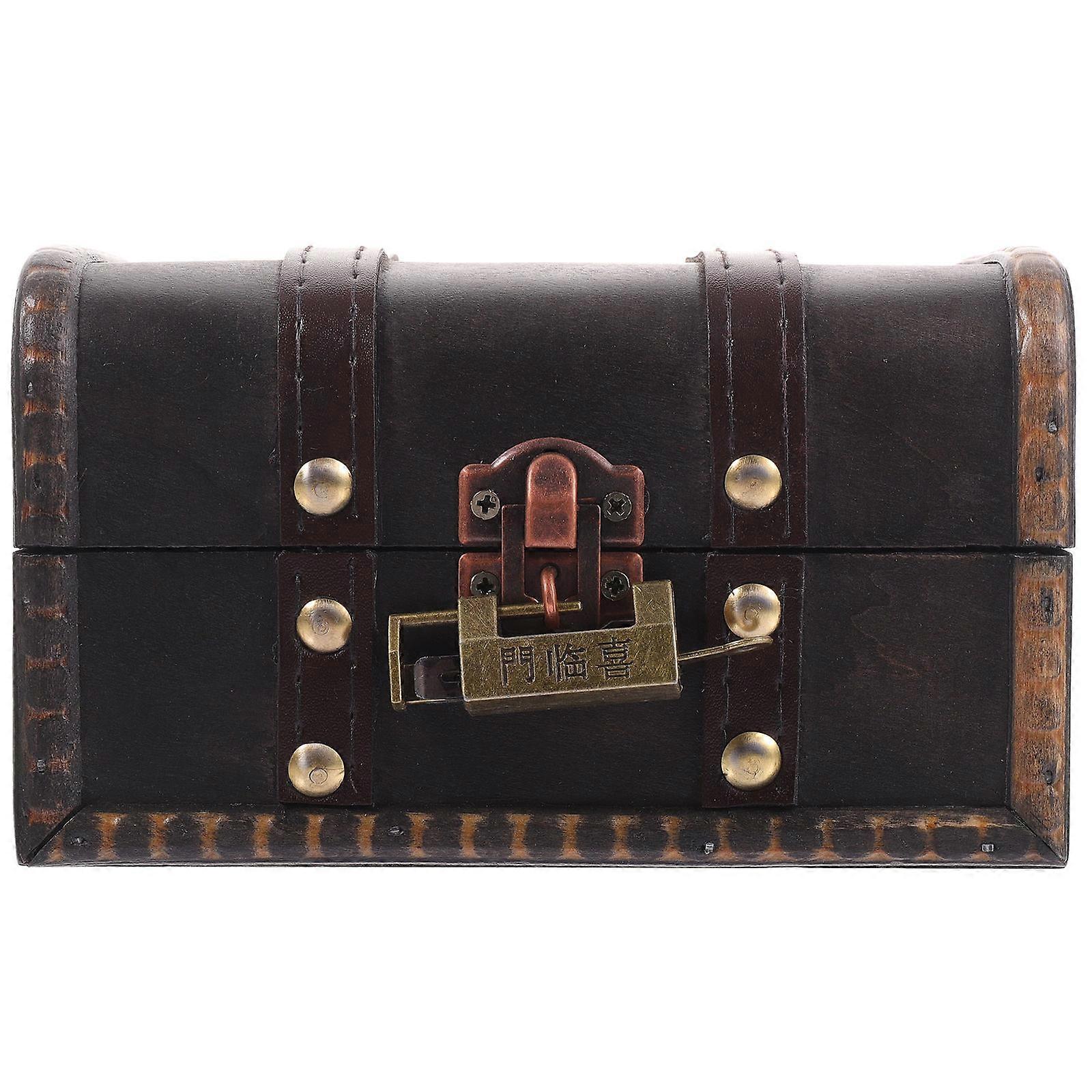 Rectangular Retro Jewelry Case Men Decorative Item Wood Material Storage 1Pcs