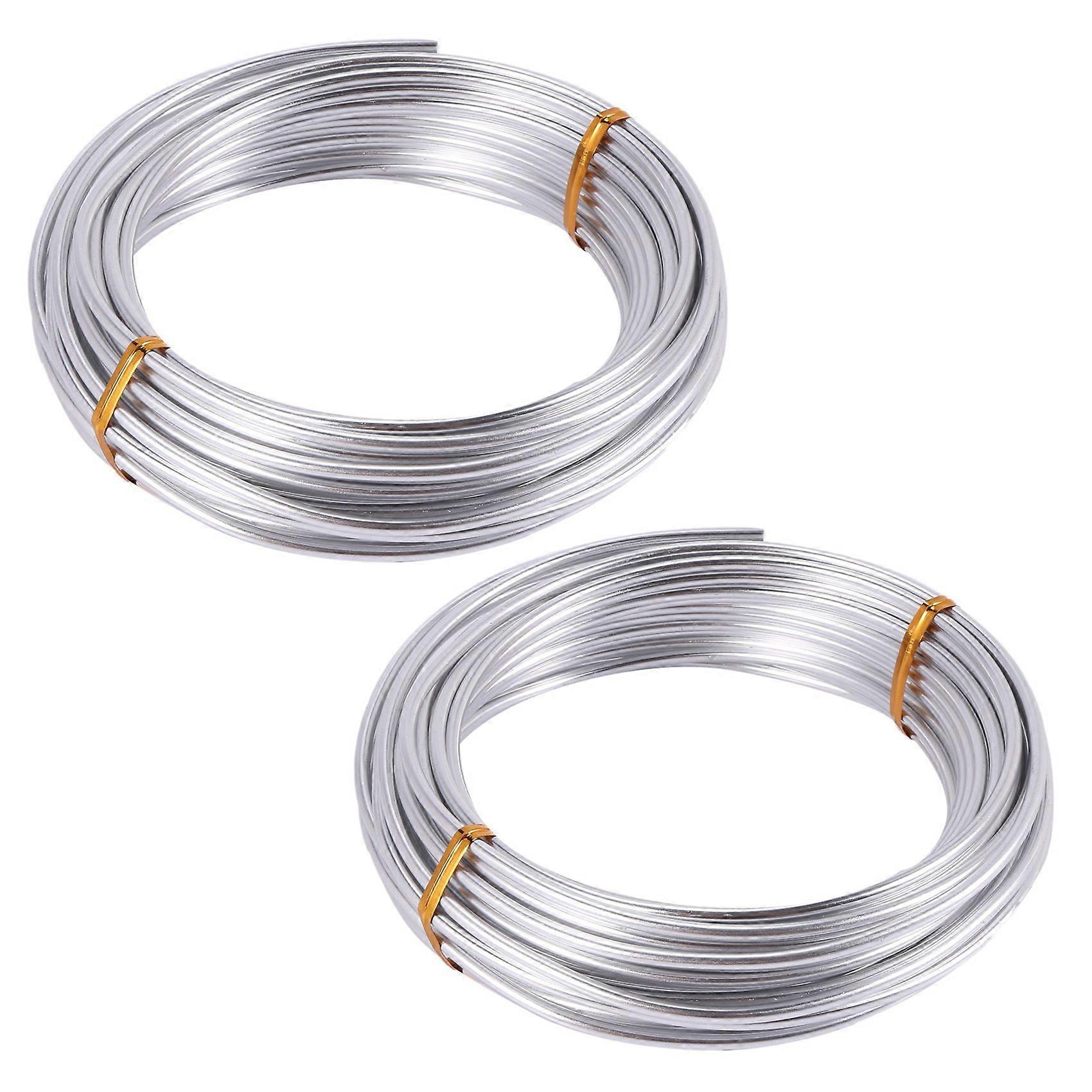 2X 3mm Aluminium Wire 10M Craft Silver Wire for Jewellery Making Clay Modelling Bonsai and Model