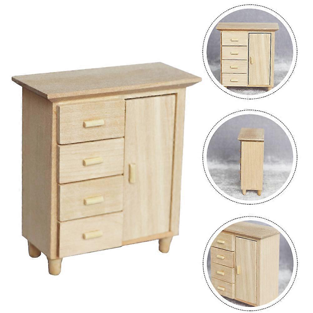 Mini Sideboard Cabinet Model for Decoration Khaki Synthetic Material Compact and Stereo 1Pc