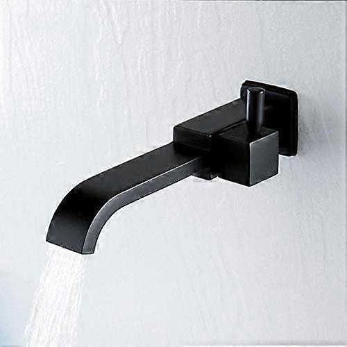 Black Wall Mount Single Cold Bathroom Sink Faucet, Single Handle Soft Water Tap, Matte Black Finish, Durable Design