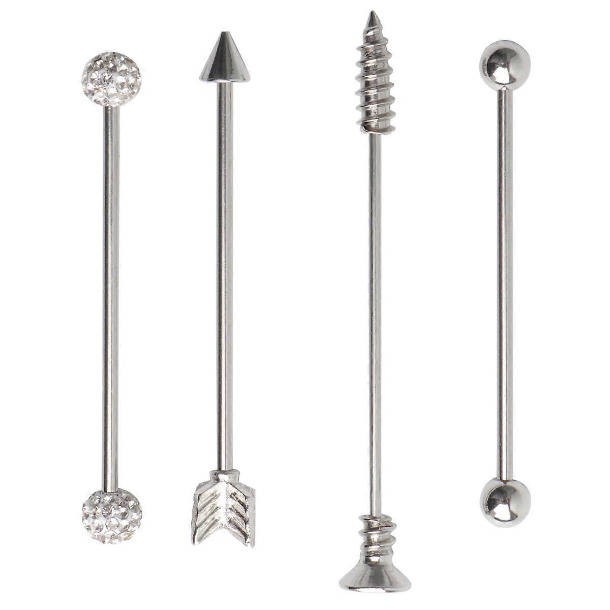 Creative Ear Piercings Kit In Silver Color Designed For Double Ear Holes Perfect For Everyday Use 1 Set