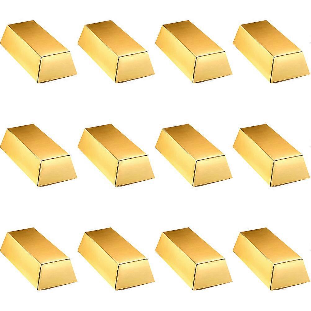 Golden Paper Candy Boxes for Party Favor and Storage Use 12 Pieces Box Size 3.5 x 1.5 x 0.8 Inches