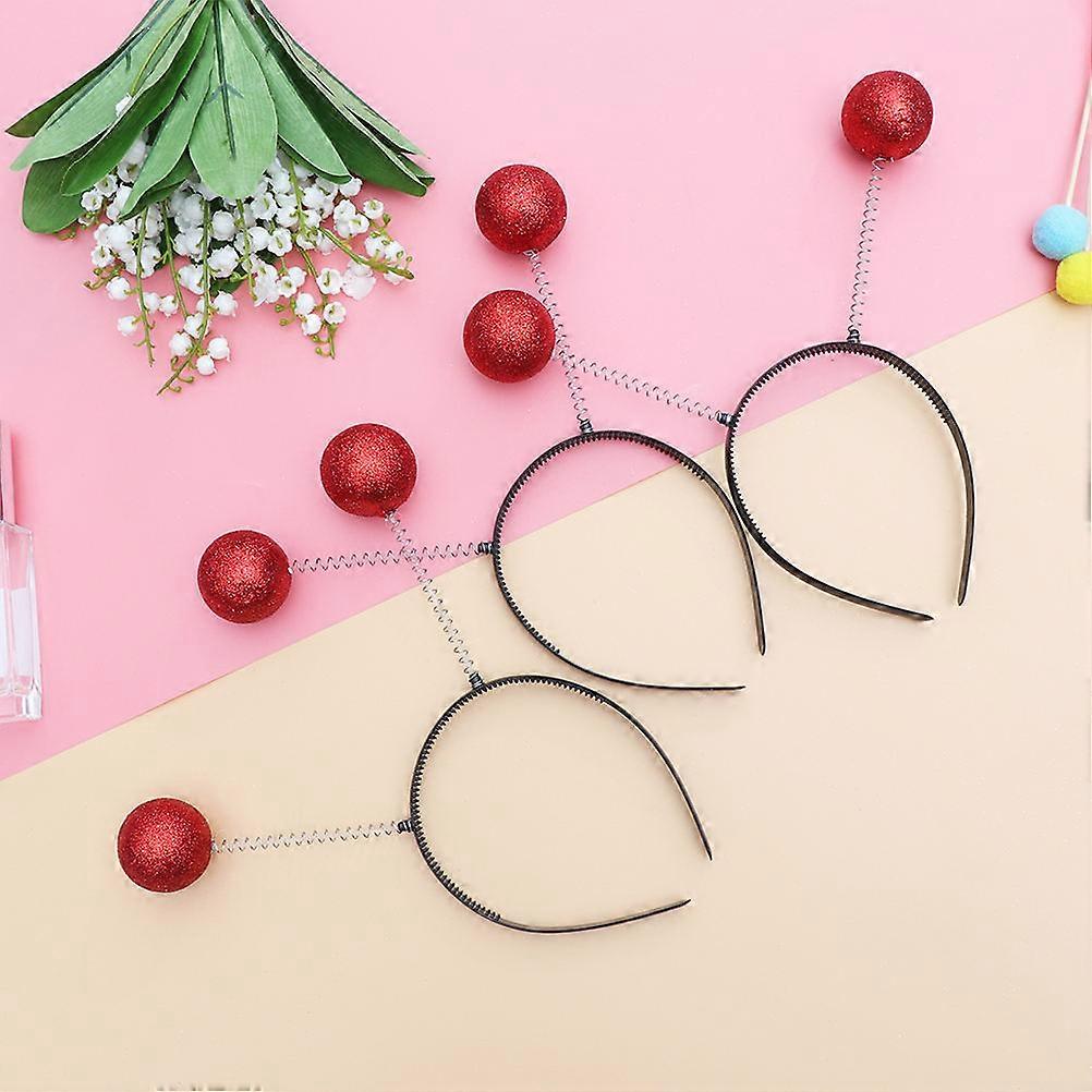 Red Plastic Hair Band with Cute Ball Design for Parties and Festivals 5pcs Set