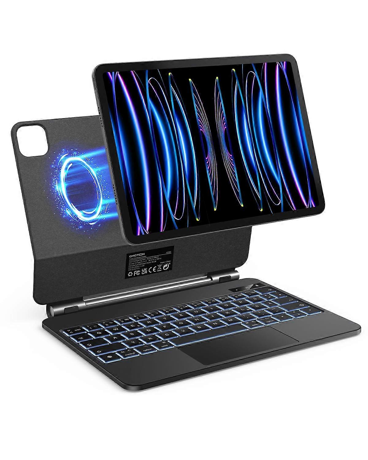 Keyboard Case for iPad Air 6 11 Inch 2024, iPad Pro 11 Gen 4/3/2/1, Air 5/4 10.9 Inch, QWERTZ Bluetooth Trackpad, Black DE Layout