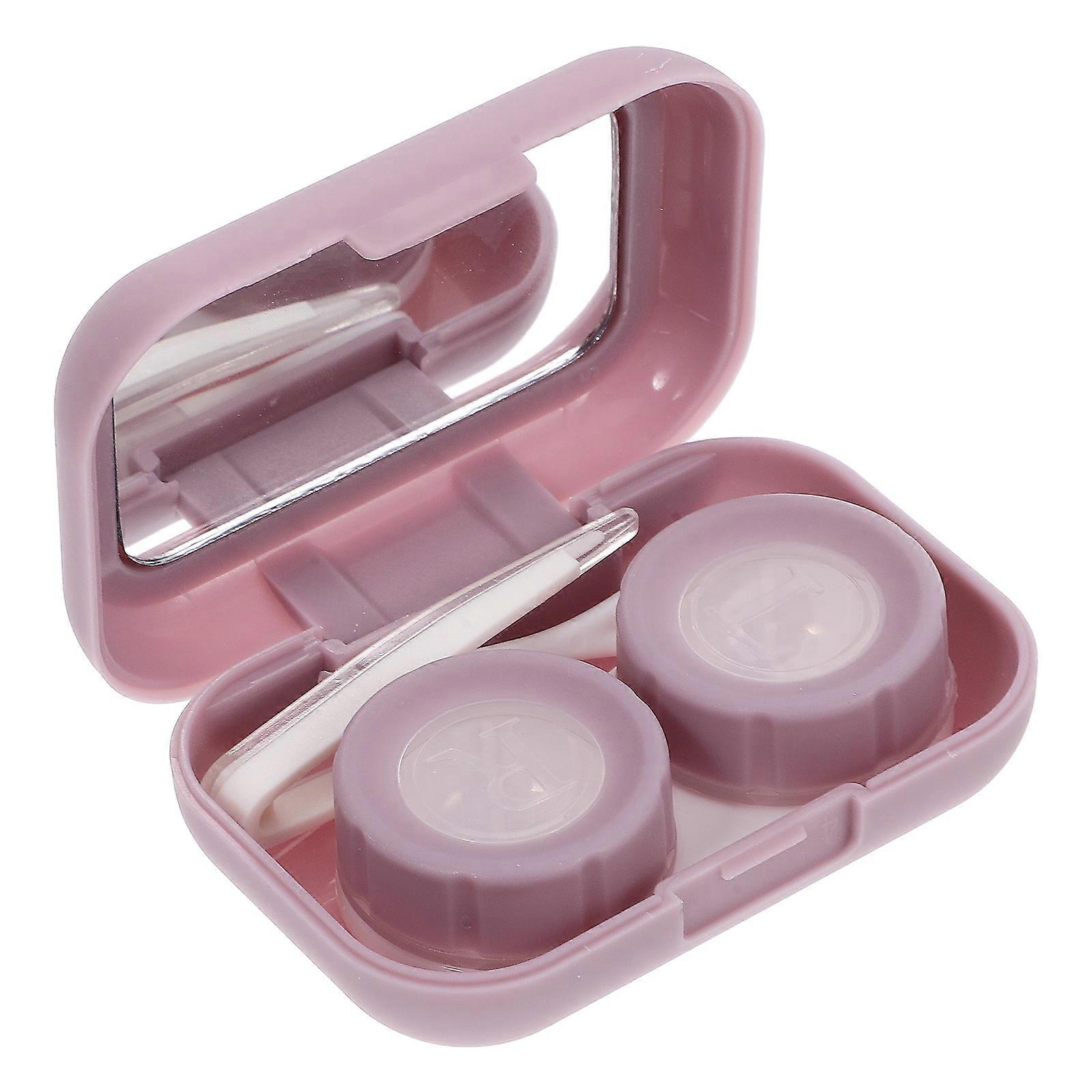 Contacts Lens Case Kit Purple Portable Contact-Lens Holder Outdoor Use Travel Size Lens Case 1Set