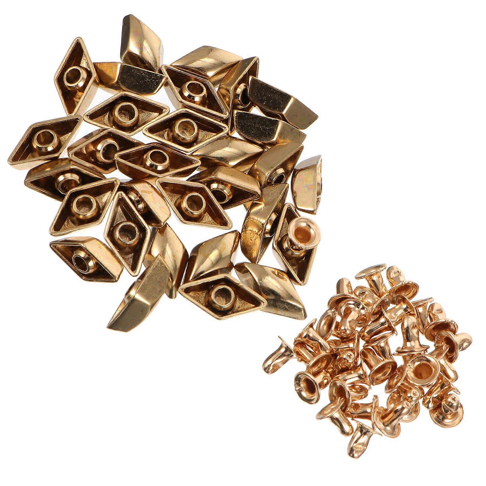 Alloy Rivets 30Pcs Decoration Bag Accessories Golden 1.7X0.6X0.3Cm Diamond DIY Design Repair Supplies