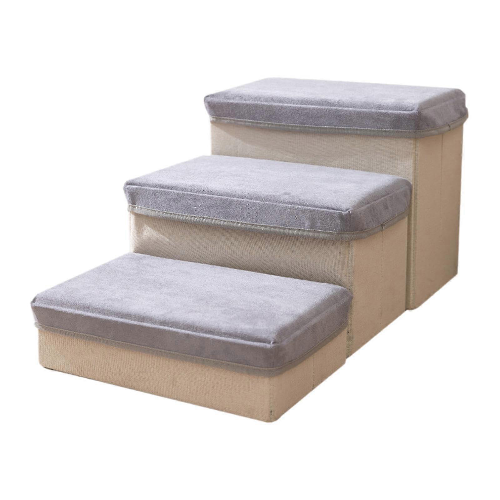 Dog Ramp Steps, Extra Wide Pet Stairs, 3Tier Small Pet Sofa Couch, Versatile, Spacious Storage, Dog Incline Stairs, Grey gray