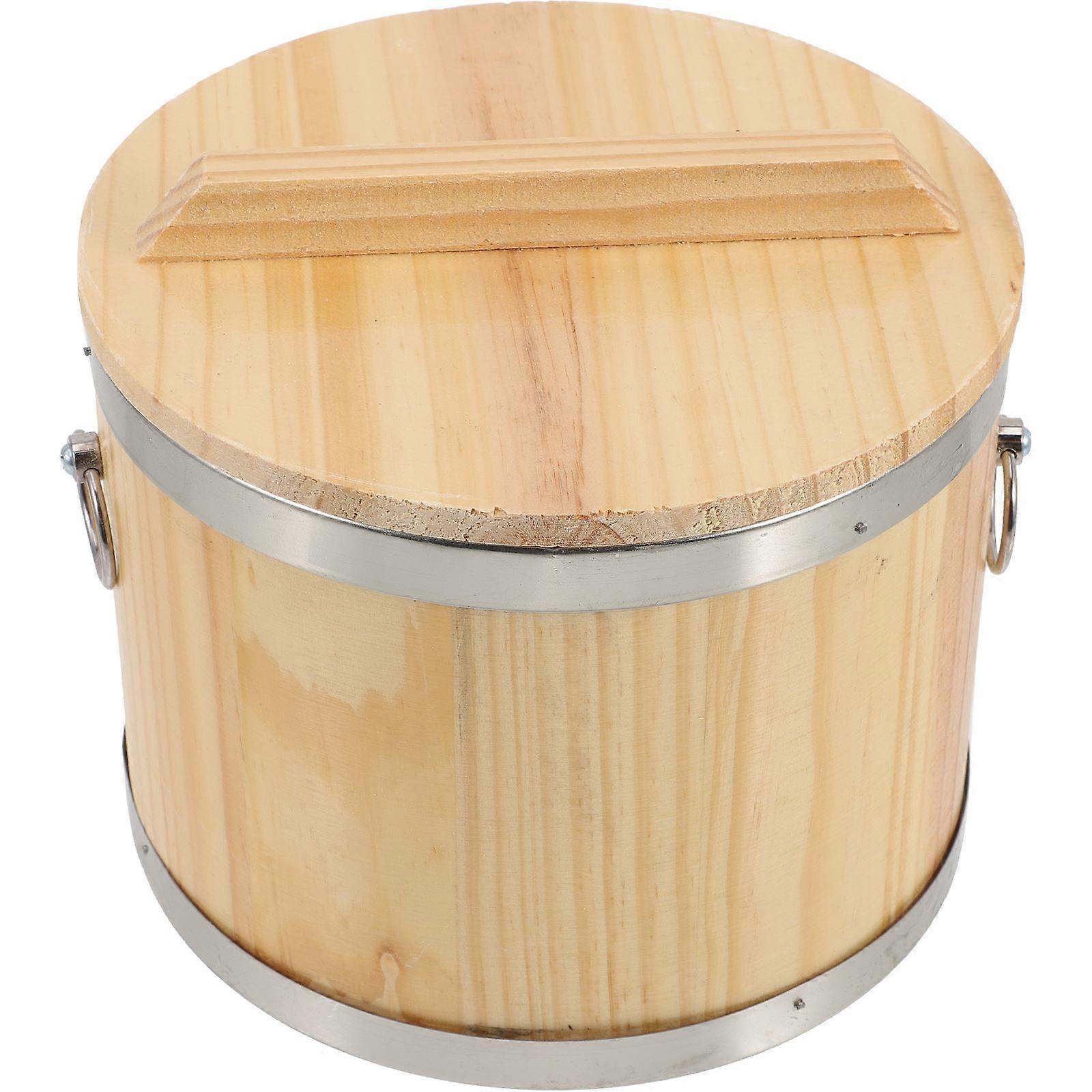 Wooden Rice Storage Bucket with Lid – Multi Use Steamed Rice Container for Sushi and Kitchen Food Organization – Practical Rice Lover’s Kitchen