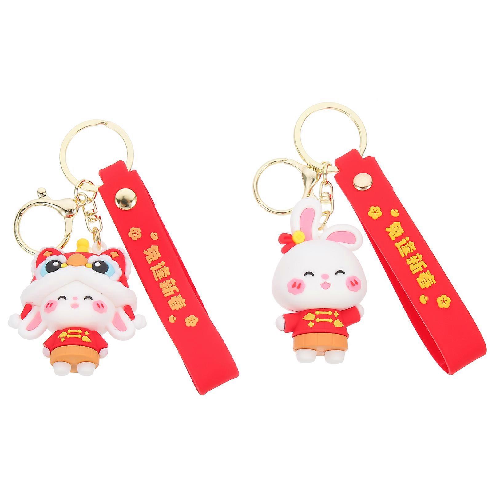 Cute Rabbit Hanging Ornament Key Ring Pendant 2Pcs Ideal For New Year Christmas Graduation And Other Occasions