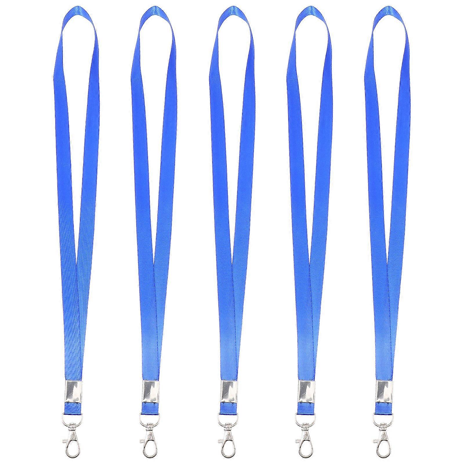 Lanyard Card Holder Multipurpose Hanging Card Cases for School Cards Blue Polyester with Clip Function 5Pcs