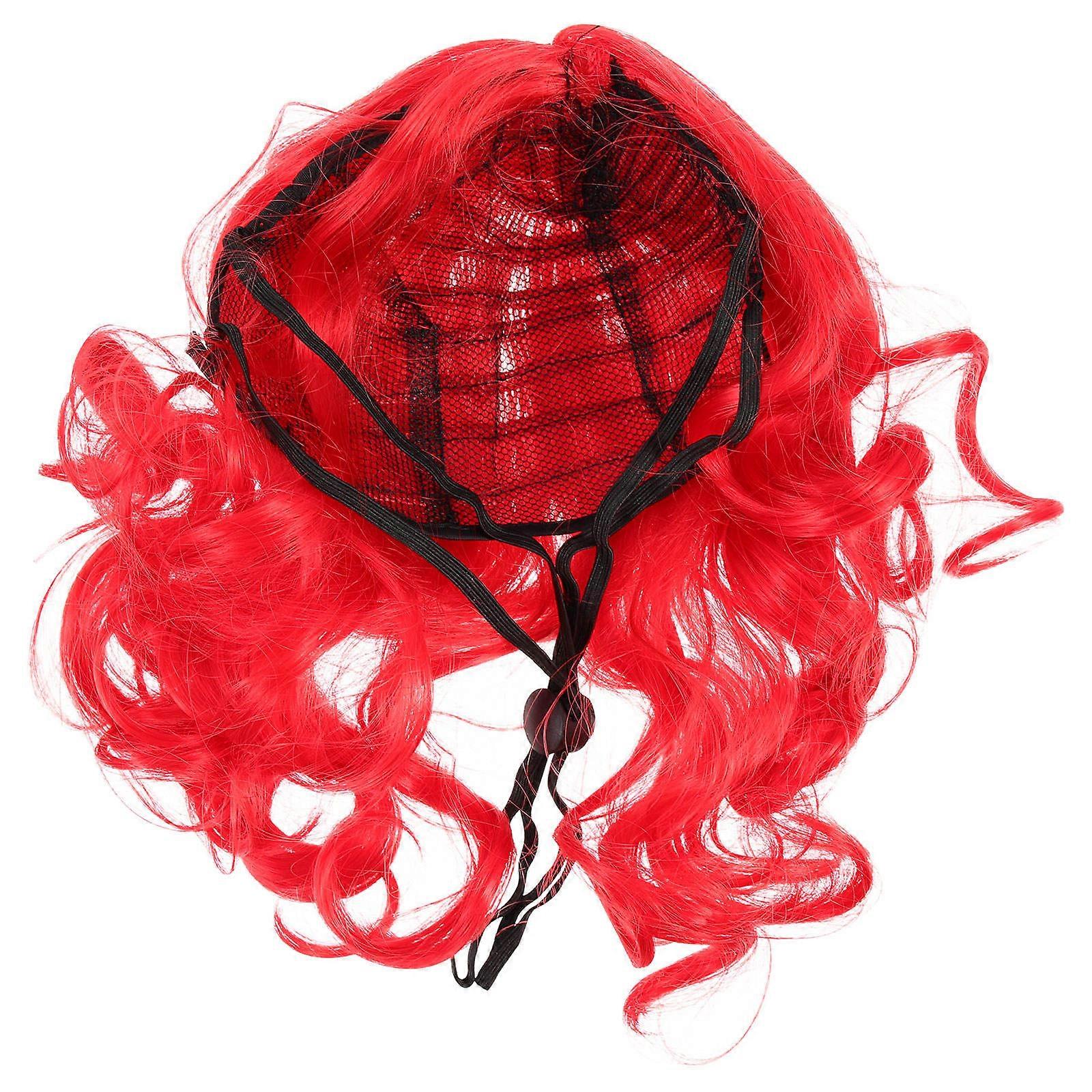Dog Wig Accessory For Pets Designed For Daily Life In Curly Style Available In Red Color 1Pack