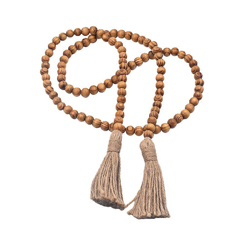 Multi Color Bohemian Style Wooden Bead Tassel Pendant Home Decor with Synthetic Material and Hemp Rope 1pc