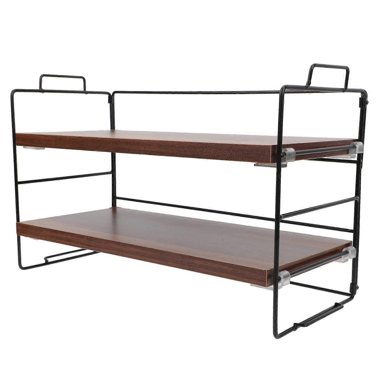 Creative Mini Bookshelf Organizing Rack For Study And Workplace Use Featuring Sturdy Iron And Wood Material 1Set
