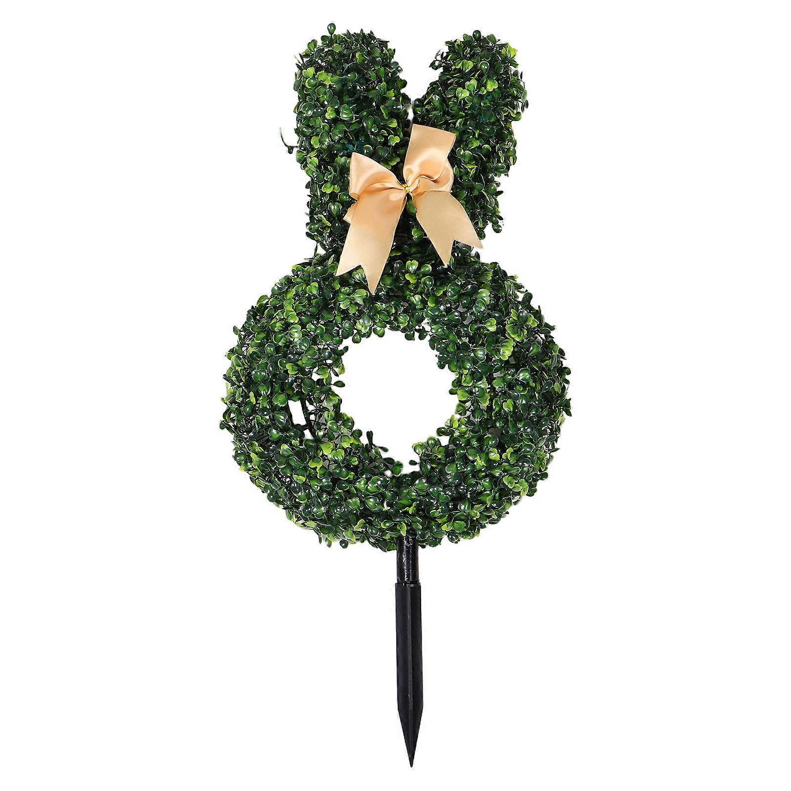 Artificial Rabbit Tree Easter Decor Topiary With Charming Bow Vivid Topiary Trees For Homeowners 55.00X28.00X8.00CM 1Pcs
