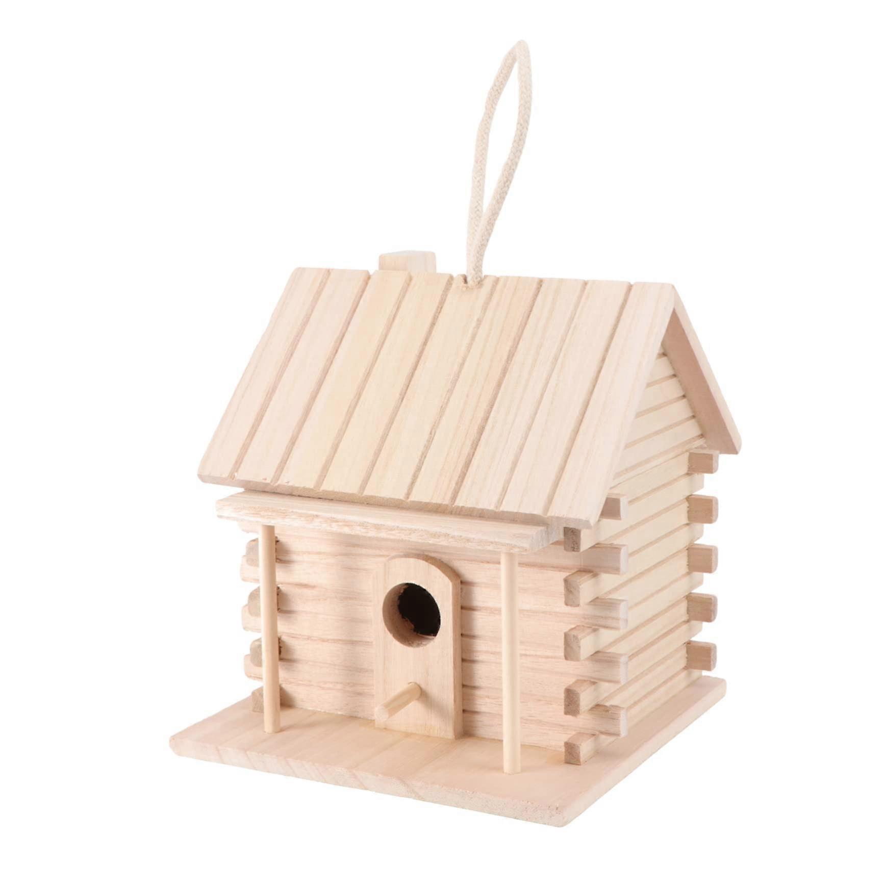 Hanging Bird Cage for Small Bird House in Wooden Hut Style Nesting Box or Sleeping Place for Parrots and Other Pets for Garden