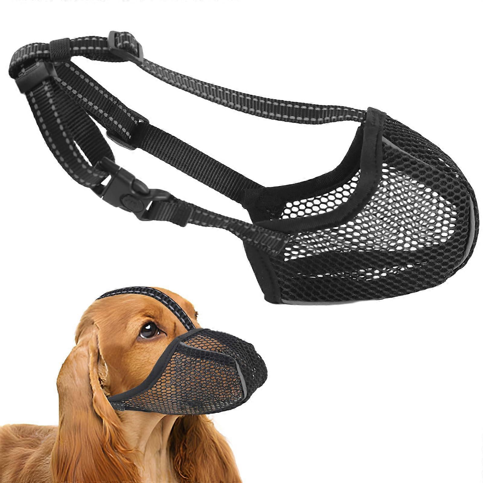 Large Muzzle, Mesh Muzzle Soft, Adjustable Dog Muzzle for Medium and Large Dogs, Breathable Muzzle Reflective, Dog Mesh Prevent Biting Chewing
