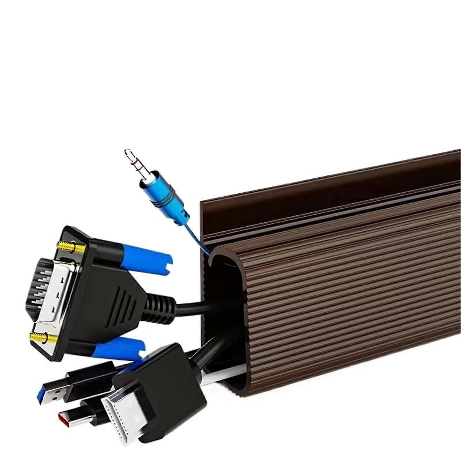 Cable Management Organizer Brown 5-Pack Cable Channel Covers for Wires and Cables