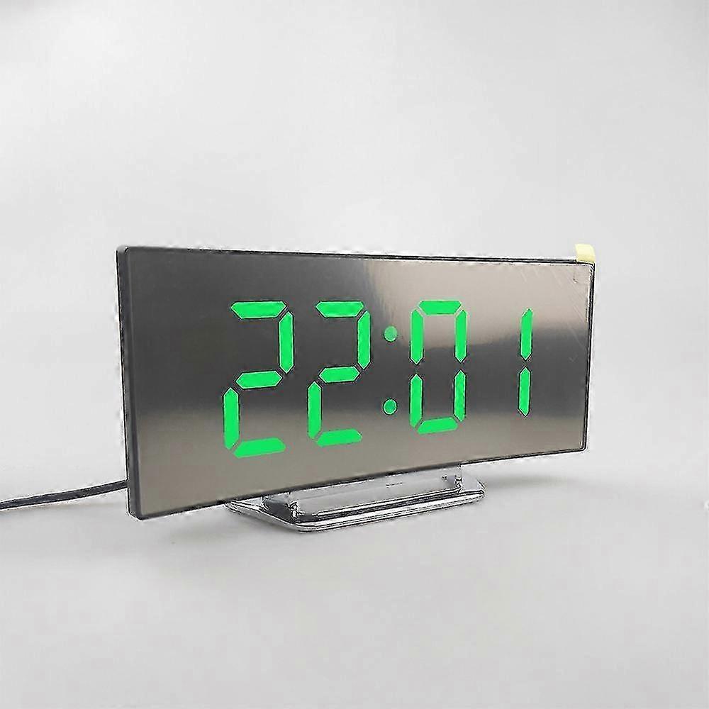 LED Digital Alarm Clock with Night Light, 7 Inch Curved Display, Mains Powered Bedside Clock for Bedroom Use