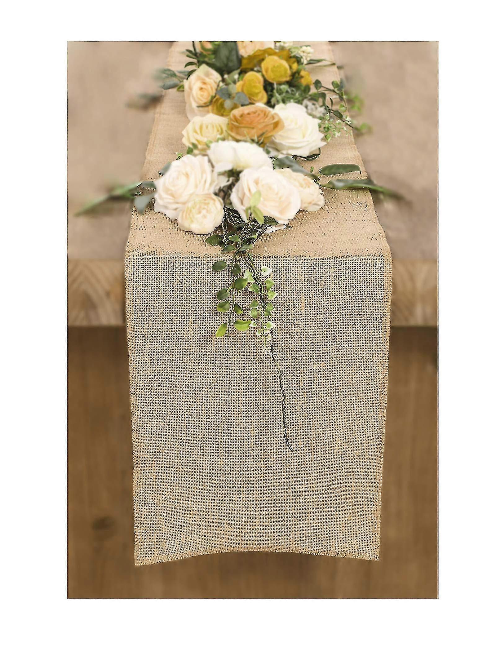 10mx30.48cm Table Runner Burlap Table Ribbon Roll Jute Wedding Vintage Rustic Gardening Table Decorations 30.48cm Width