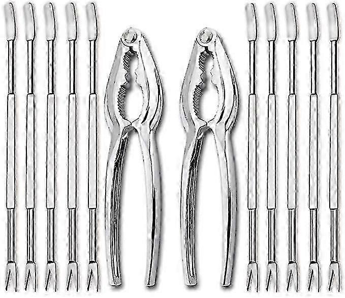12 stuks Seafood Tools Set inclusief 2 Kreeft Krab Crackers en 10 Vorken