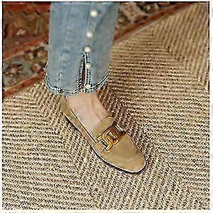 Niche Design, Thick Heel, Retro British Style Metal Buckle Small Le...