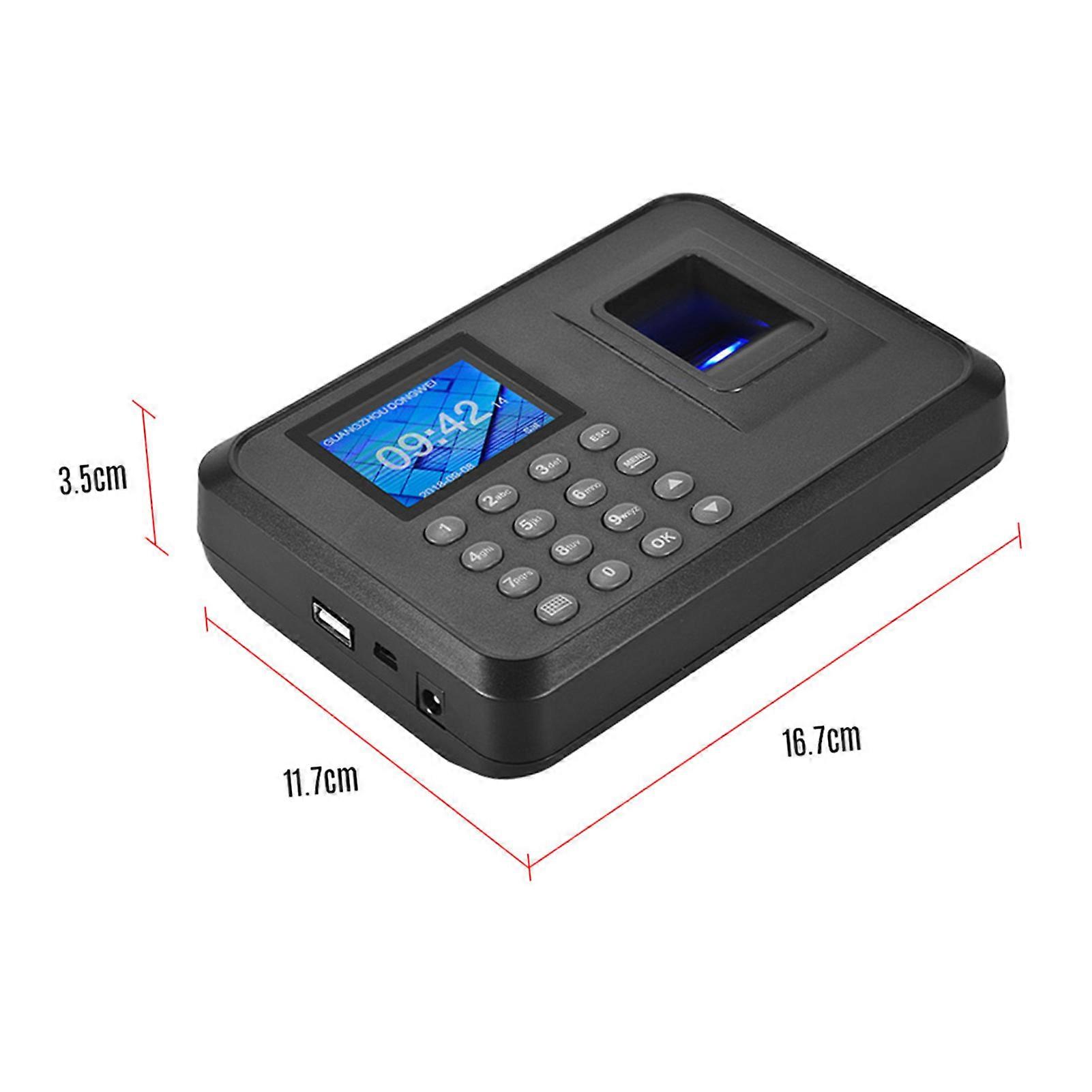 Biometrischer Fingerabdruck-Passwort-Anwesenheitsautomat Mehrsprachiger 2,4-Zoll-LCD-Bildschirm Mitarbeiter Check-in Recorder Export Data, EU-Stecker