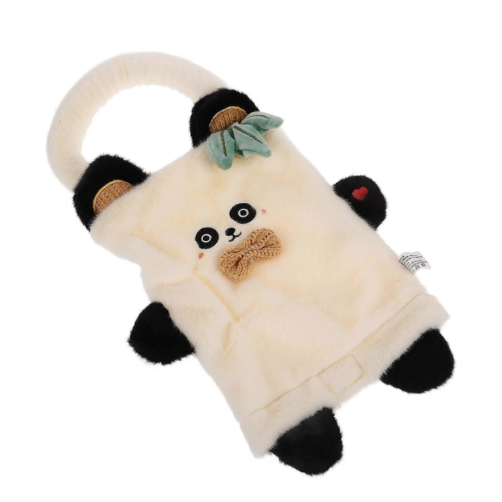 Cute Soft Panda Tissue Holder Fuzzy Box Dispenser Paper Towel Storage Container 1 Set Hanging Organizer for Home Office Car