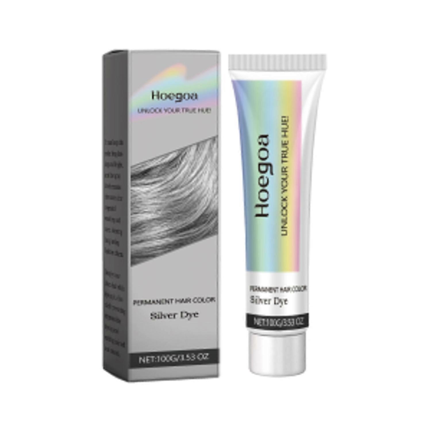 1-6x HOEGOA 100g Couleur Permanente Cheveux Colorant Argent Crème Formule Végétale Couleur Longue Durée Nouris