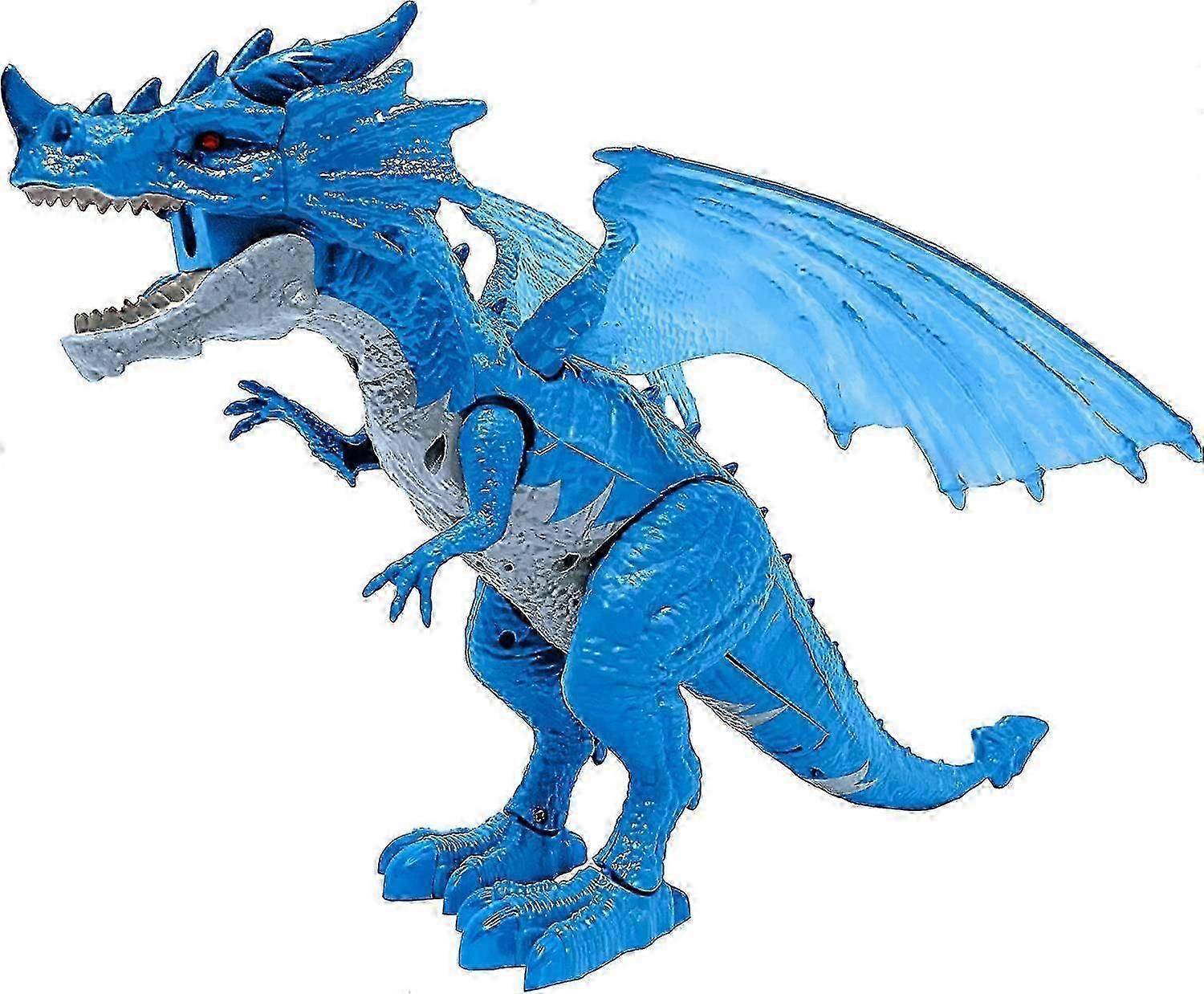 Smoke-breathing standing dragon toy with walking motion, lights and roaring sound effects-Good