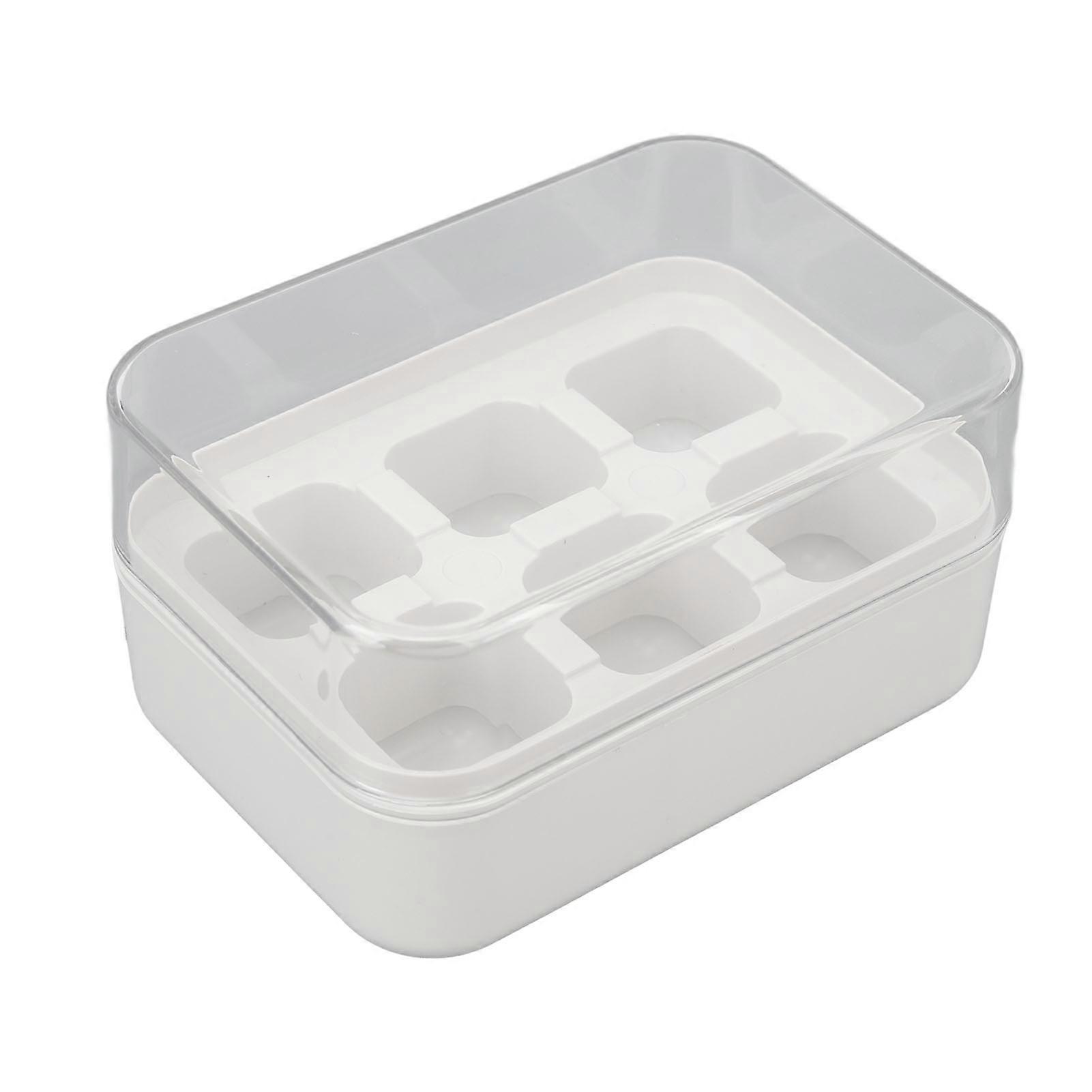 Silicone Mini Ice Cube Tray 6 Cubes with Lid White Stackable